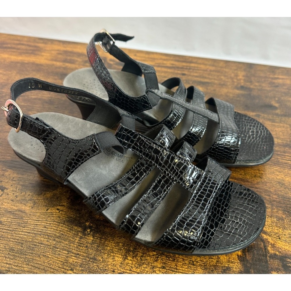 SAS Allegro Comfort Crocodile Embossed Leather Sandals Made in USA Size 10 W - Picture 15 of 15